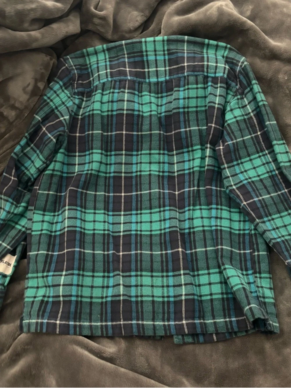 π3 for $10π Playboy x Pacsun Blue and Green Flannel Shirt - Picture 2 of 4